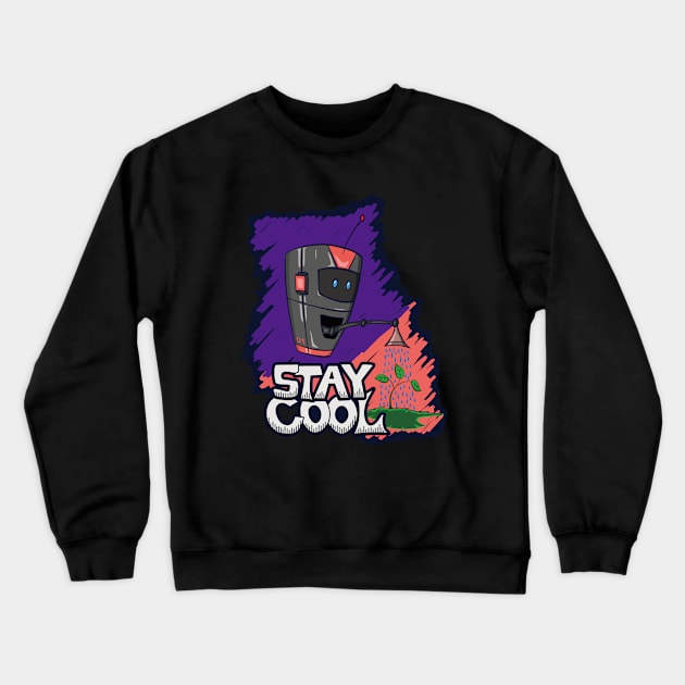 Stay Cool Nature Friendly Robot Crewneck Sweatshirt by Studio Forty K